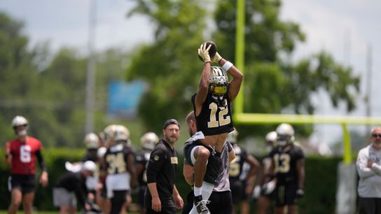 How different will Saints camp be under Kellen Moore? | Saints reveal new helmet. Photo by (AP Photo/Gerald Herbert)